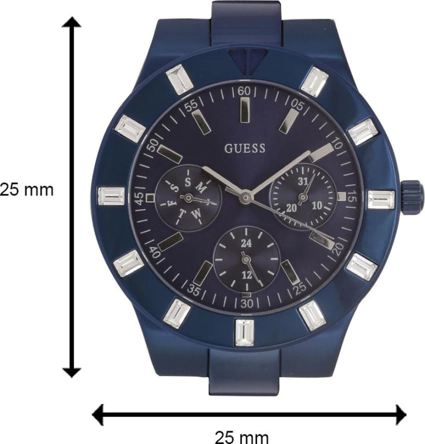 Guess Glisten Analog Blue Dial Blue Steel Strap Watch for Women - W0027L3 Buy Now By Guess