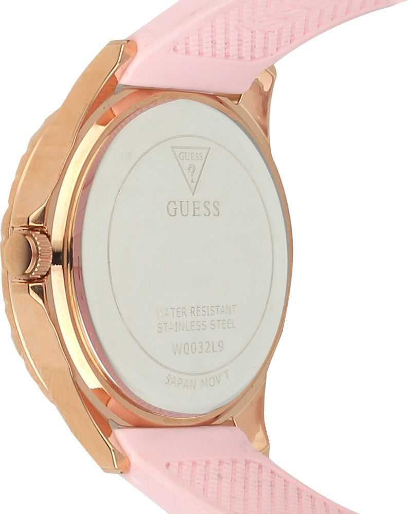 Guess Sparkling Diamonds Pink Dial Pink Rubber Strap Watch for Women - W0032L9 Buy Now By Guess