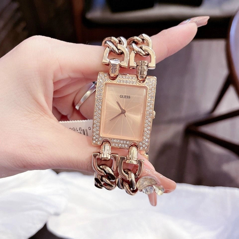 Guess Mod Heavy Metal Diamonds Rose Gold Dial Rose Gold Steel Strap Watch for Women - W0072L3 Buy Now By Guess