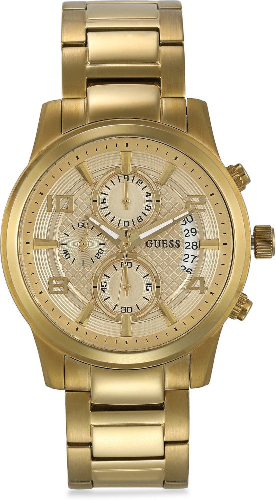 Guess Analog Chronograph Gold Dial Gold Steel Strap Watch for Men - W0075G5 Buy Now By Guess