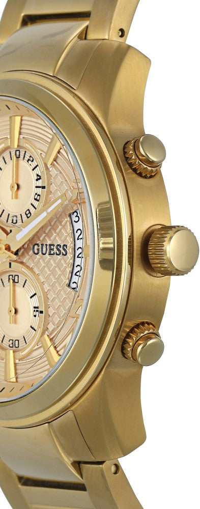Guess Analog Chronograph Gold Dial Gold Steel Strap Watch for Men - W0075G5 Buy Now By Guess