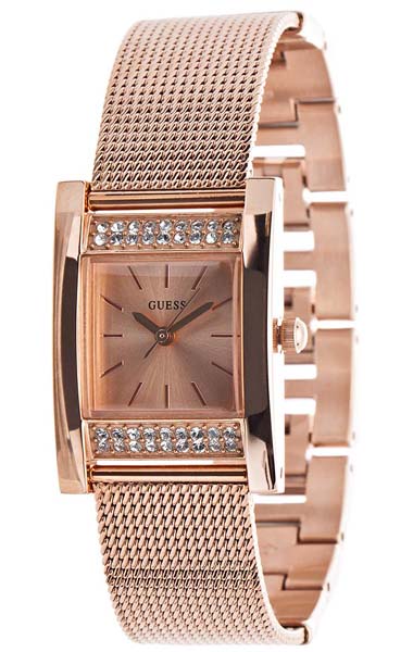 Guess Nouveau Diamonds Rose Gold Dial Rose Gold Mesh Bracelet Watch for Women - W0127L3 Buy Now By Guess