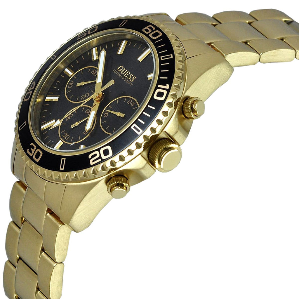 Guess Chaser Chronograph Black Dial Gold Steel Strap Watch for Men - W0170G2 Buy Now By Guess