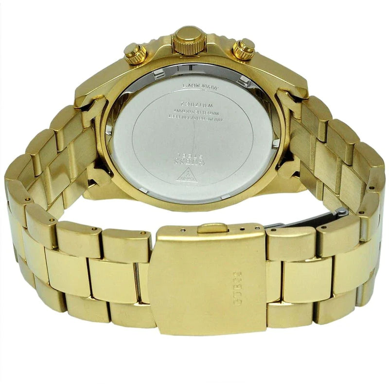 Guess Chaser Chronograph Black Dial Gold Steel Strap Watch for Men - W0170G2 Buy Now By Guess
