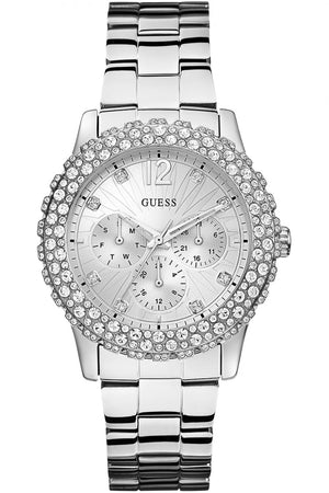 Guess Dazzler Diamonds Silver Dial Silver Steel Strap Watch for Women - W0335L1 Buy Now By Guess