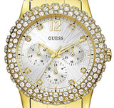 Guess Dazzler Diamonds Silver Dial Gold Steel Strap Watch for Women - W0335L2 Buy Now By Guess