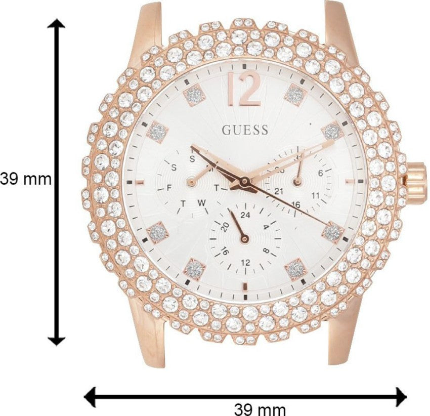 Guess Dazzler Diamonds Silver Dial Rose Gold Steel Strap Watch for Women - W0335L3 Buy Now By Guess