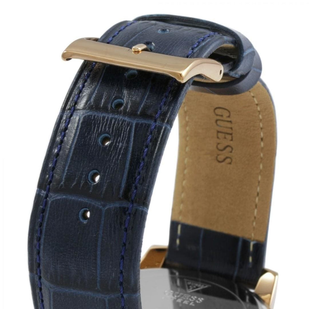 Guess Horizon Chronograph Blue Dial Blue Leather Strap Watch For Men - W0380G5 Buy Now By Guess