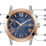 Guess Atlas Chronograph Blue Dial Two Tone Steel Strap Watch for Men - W0668G6 Buy Now By Guess