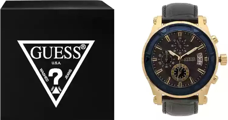 Guess Pinnacle Chronograph Quartz Blue Dial Blue Leather Strap Watch For Men - W0673G2 Buy Now By Guess