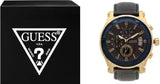 Guess Pinnacle Chronograph Quartz Blue Dial Blue Leather Strap Watch For Men - W0673G2 Buy Now By Guess