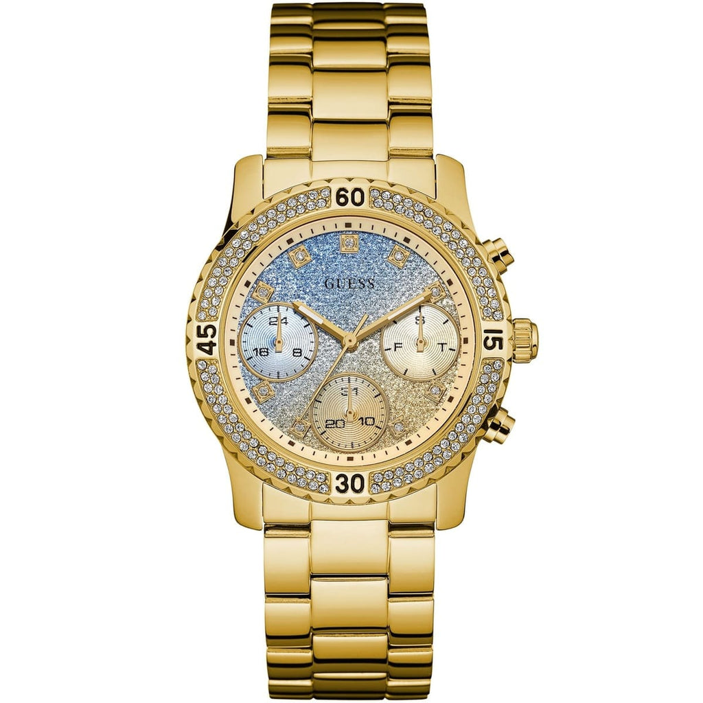 Guess Confetti Diamonds Gold Dial Gold Steel Strap Watch for Women - W0774L2 Buy Now By Guess