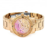 Guess Confetti Pink Dial Rose Gold Steel Strap Watch For Women - W0774L3 Buy Now By Guess