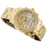 Guess Confetti Diamonds Silver Dial Gold Steel Strap Watch for Women - W0774L5 Buy Now By Guess