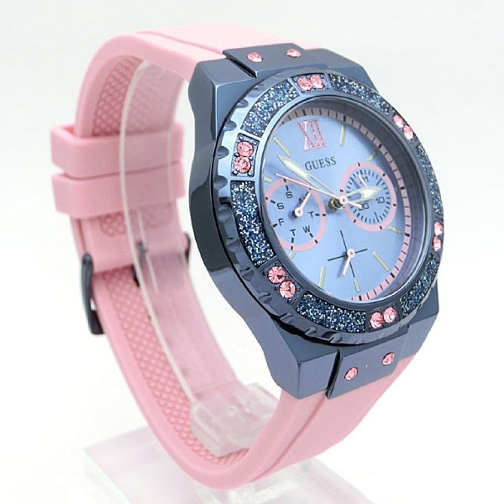 Guess Limelight Blue Dial Pink Rubber Strap Watch For Women - W0775L5 Buy Now By Guess