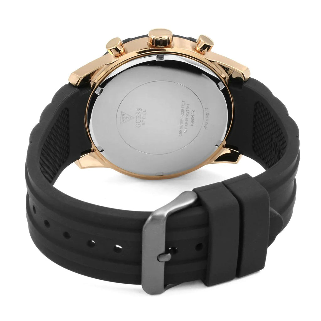 Guess Caliber Chronograph Black Dial Black Rubber Strap Watch for Men - W0864G2 Buy Now By Guess
