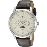 Guess Delancy Quartz White Dial Brown Leather Strap Watch For Men - W0870G1 Buy Now By Guess
