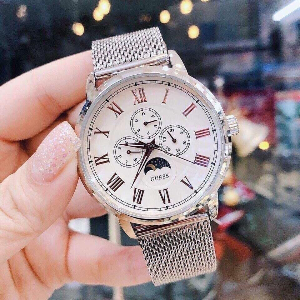 Guess Delancy White Dial Silver Mesh Bracelet Watch for Men - W0871G4 Buy Now By Guess