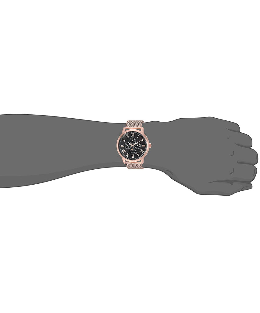 Guess Delancy Black Dial Rose Gold Mesh Bracelet Watch for Men - W0871G5 Buy Now By Guess