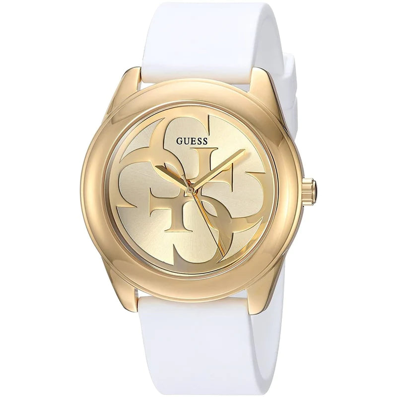 Guess G-Twist Gold Dial White Rubber Strap Watch for Women - W0911L7 Buy Now By Guess