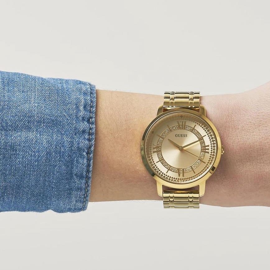Guess Montauk Gold Dial Gold Steel Strap Watch for Women - W0933L2 Buy Now By Guess