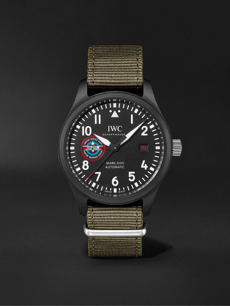 IWC Pilot’s Watch Mark XVIII Top Gun Edition “SFTI” Black Dial Green Nylon Strap Watch for Men - IW324712 Buy Now By IWC