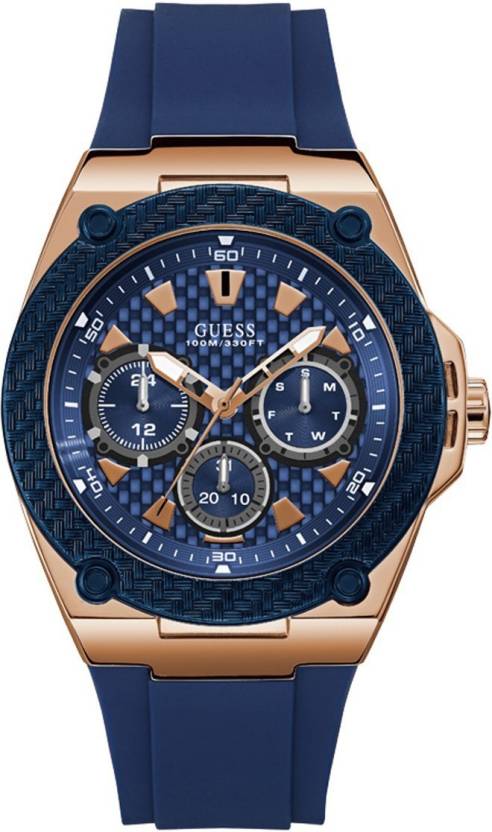 Guess Legacy Chronograph Blue Dial Blue Rubber Strap Watch For Men - W1049G9 Buy Now By Guess