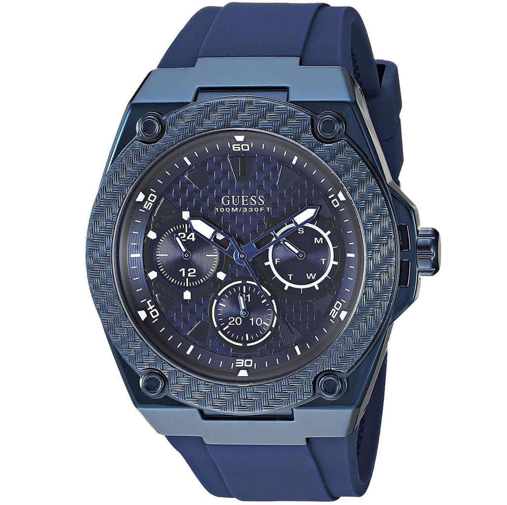 Guess Legacy Blue Dial Blue Rubber Strap Watch for Men - W1049G7 Buy Now By Guess