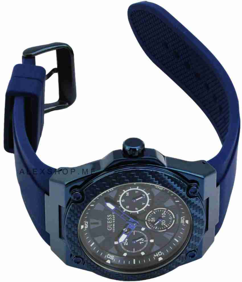 Guess Legacy Blue Dial Blue Rubber Strap Watch for Men - W1049G7 Buy Now By Guess