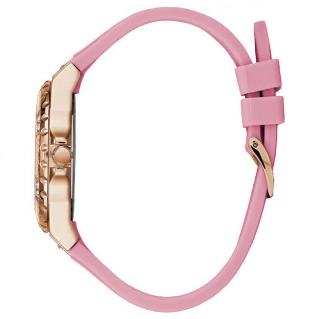 Guess Rose Gold Dial with Diamonds Pink Rubber Strap Watch For Women - W1053L3 Buy Now By Guess