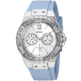 Guess Limelight Crystals White Dial Blue Rubber Strap Watch for Women - W1053L5 Buy Now By Guess