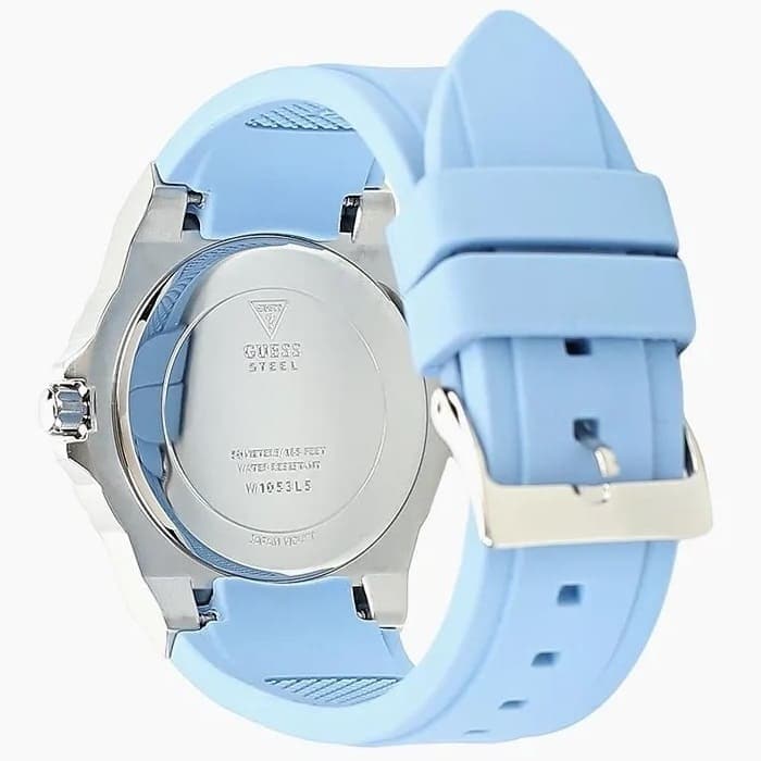 Guess Limelight Crystals White Dial Blue Rubber Strap Watch for Women - W1053L5 Buy Now By Guess