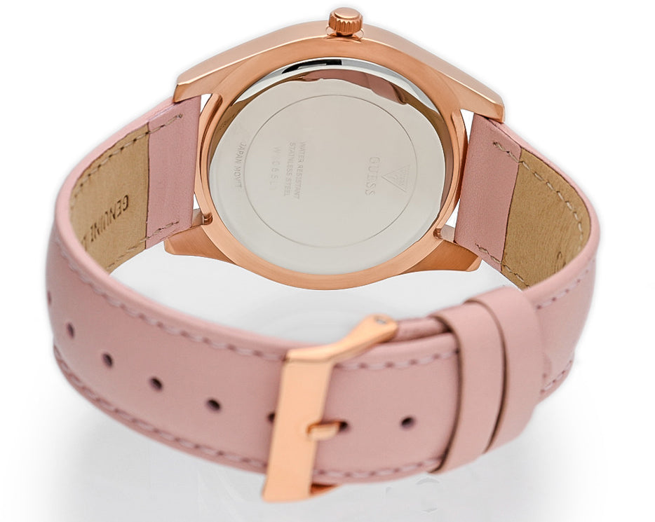 Guess Wonderlust Beige Dial Pink Leather Strap Watch for Women - W1065L1 Buy Now By Guess