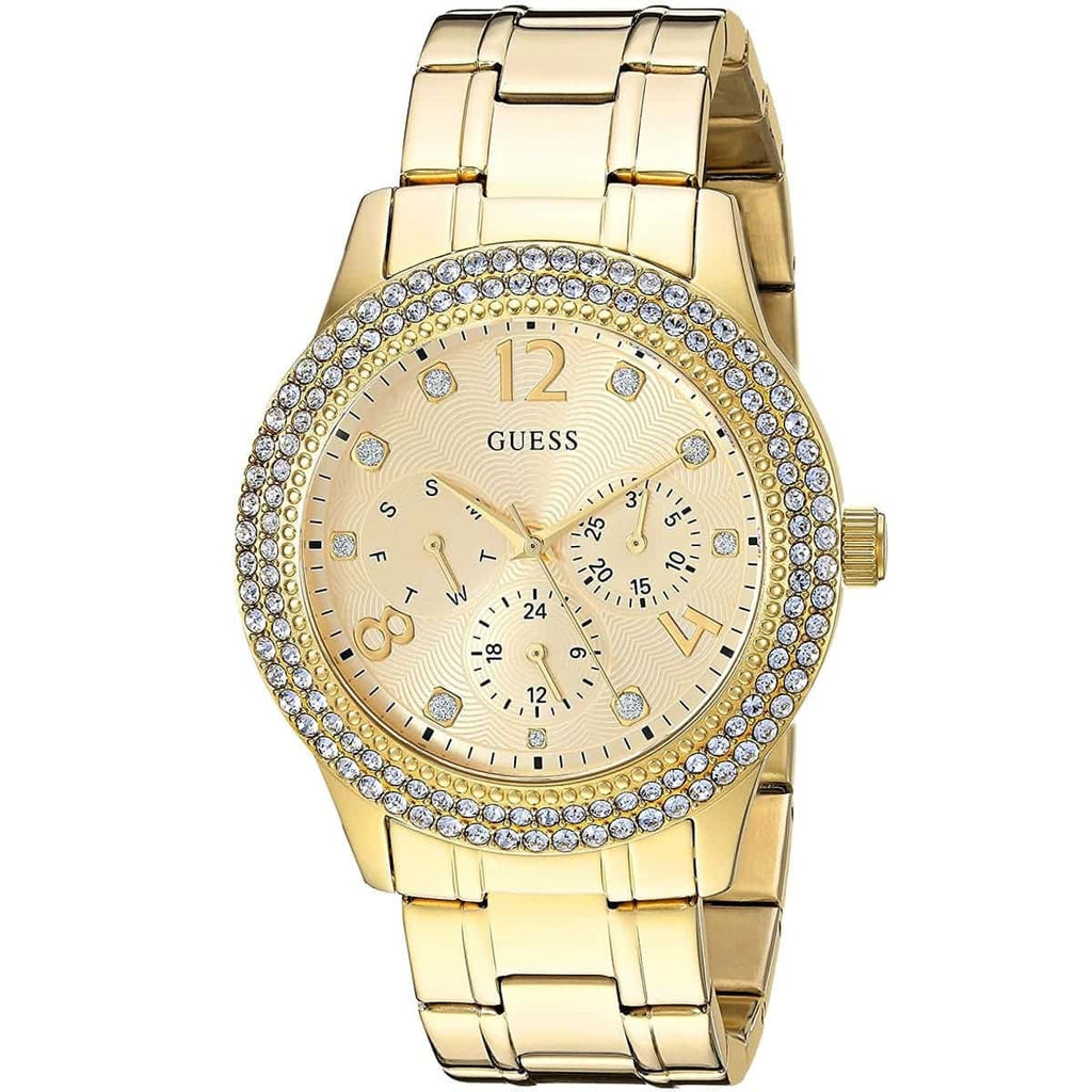 Guess Bedazzle Diamonds Gold Dial Gold Steel Strap Watch For Women - W1097L2 Buy Now By Guess