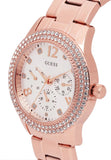Guess Bedazzle Diamonds Silver Dial Rose Gold Steel Strap Watch For Women - W1097L3 Buy Now By Guess