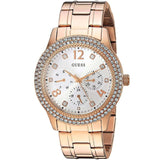 Guess Bedazzle Diamonds Silver Dial Rose Gold Steel Strap Watch For Women - W1097L3 Buy Now By Guess