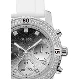 Guess Confetti Crystal Black Dial White Silicone Strap Watch For Women - W1098L1 Buy Now By Guess