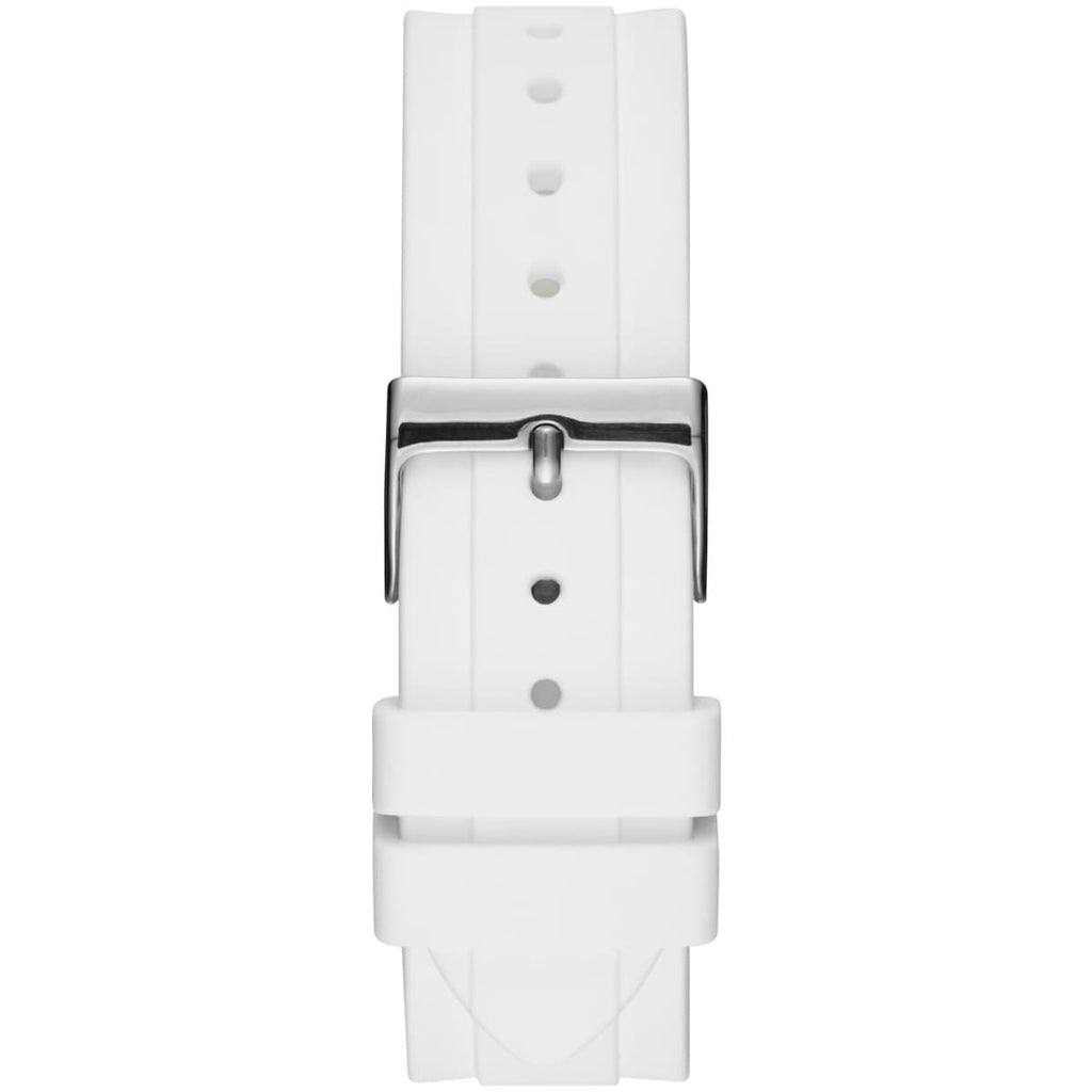 Guess Confetti Crystal Black Dial White Silicone Strap Watch For Women - W1098L1 Buy Now By Guess
