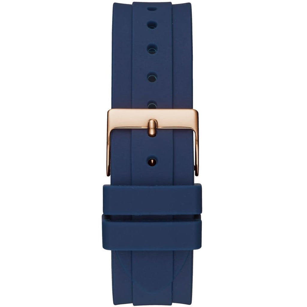 Guess Confetti Diamonds Gold Dial Blue Rubber Strap Watch For Women - W1098L6 Buy Now By Guess