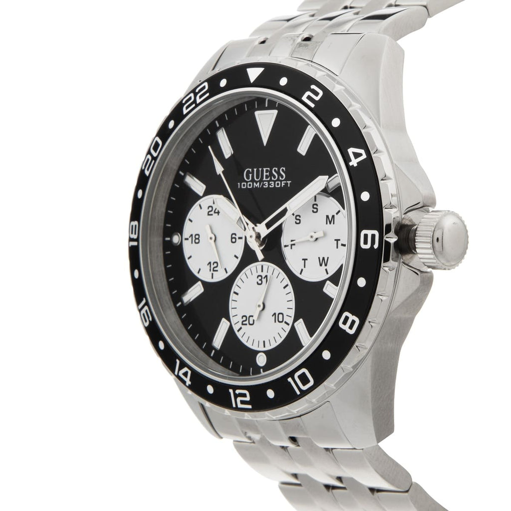 Guess Odyssey Black Dial Silver Steel Strap Watch For Men - W1107G1 Buy Now By Guess