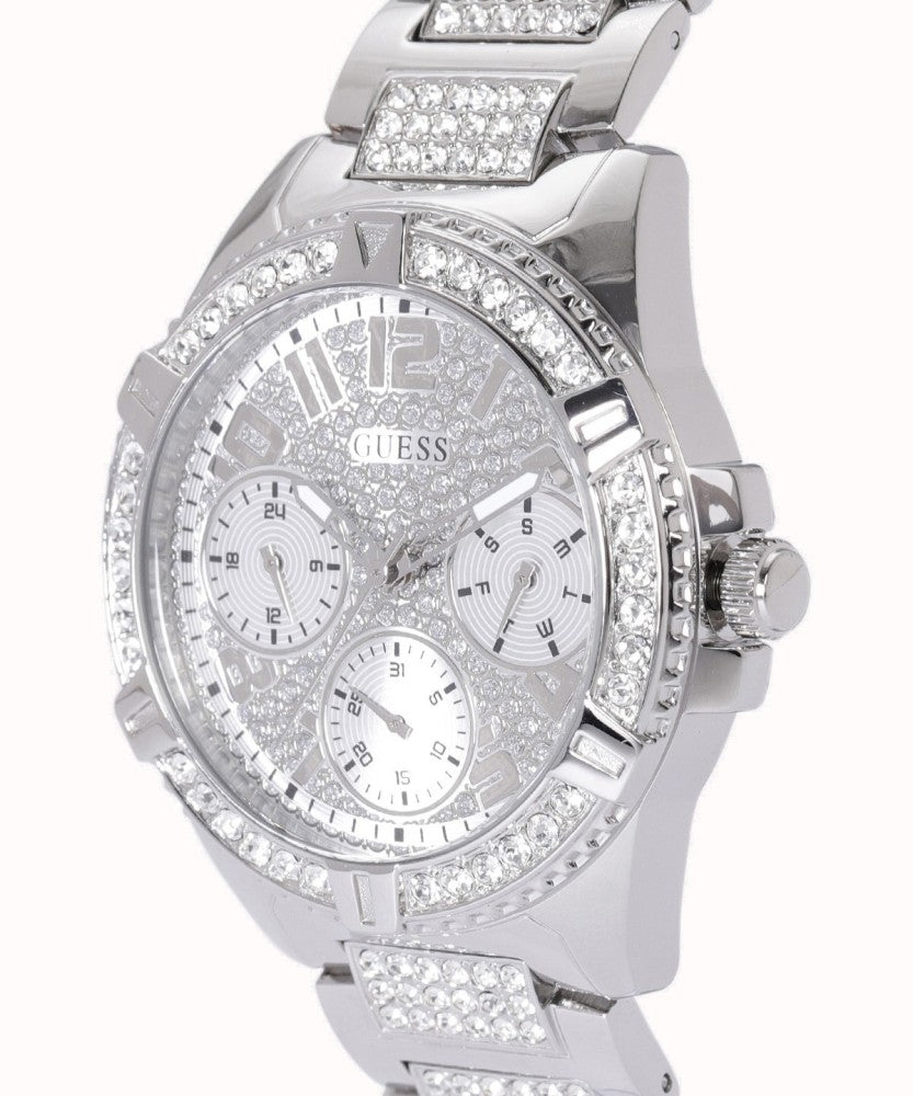 Guess Frontier Diamonds Silver Dial Silver Steel Strap Watch For Women - W1156L1 Buy Now By Guess