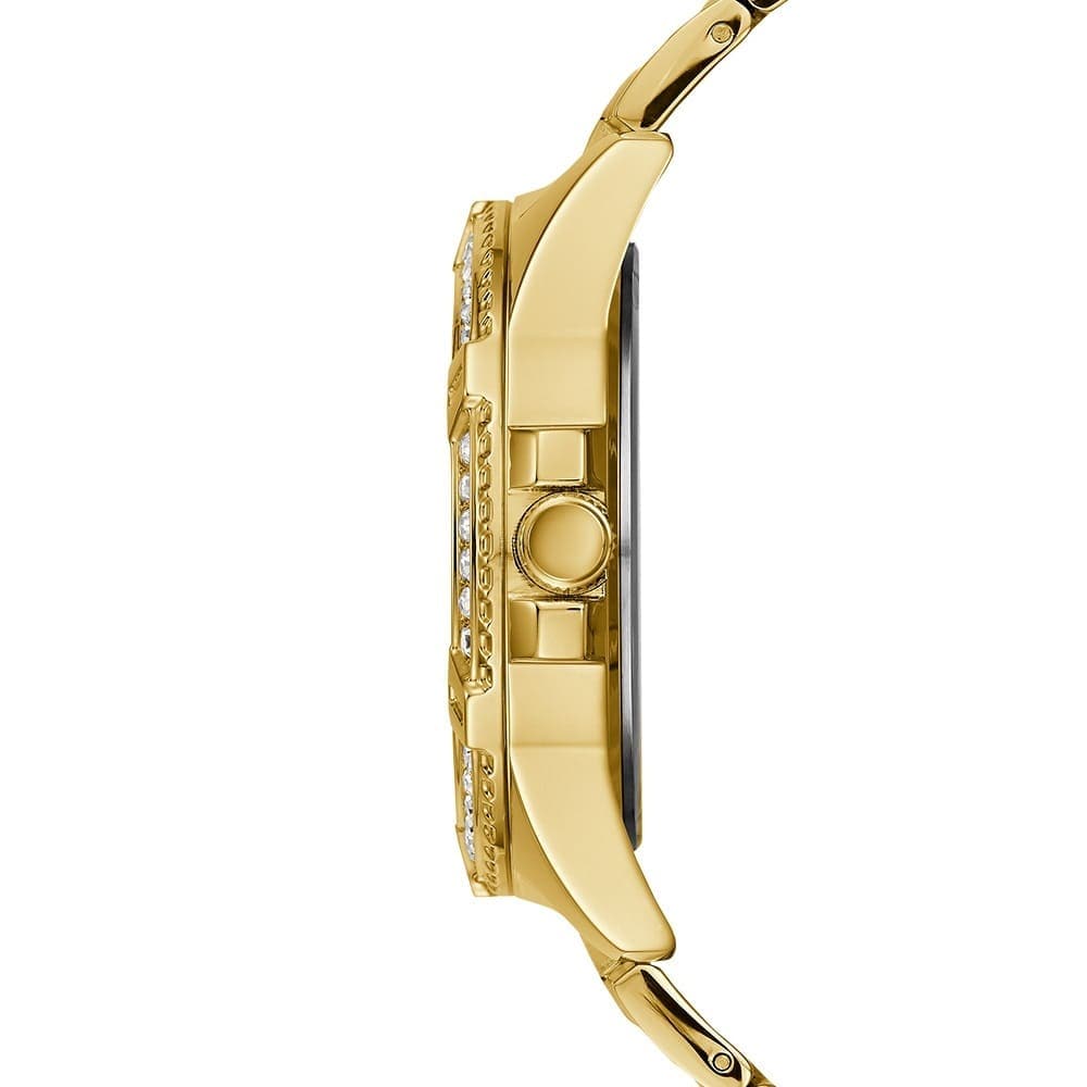 Guess Frontier Diamonds Gold Dial Gold Steel Strap Watch For Women - W1156L2