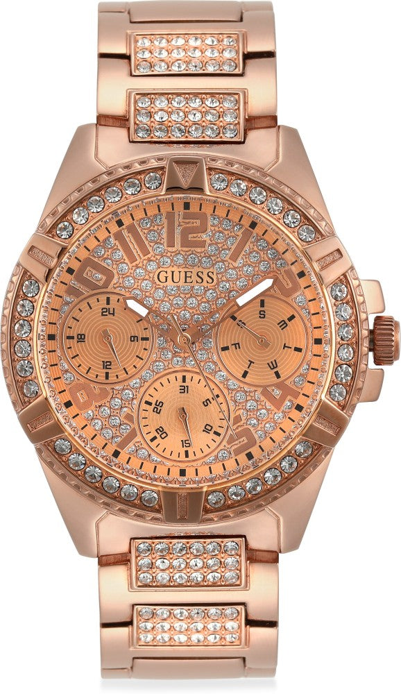 Guess Frontier Diamonds Rose Gold Dial Rose Gold Steel Strap Watch For Women - W1156L3 Buy Now By Guess