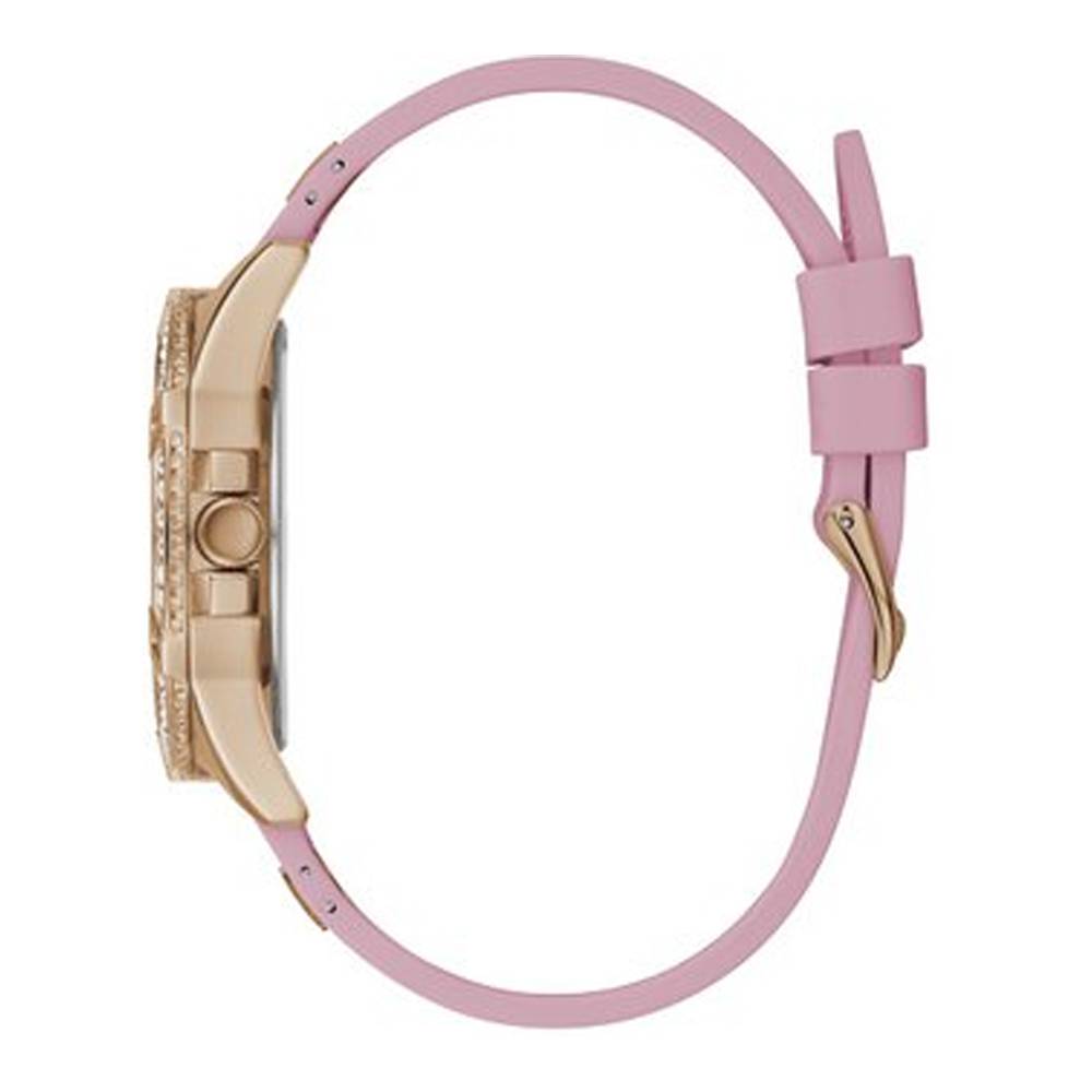 Guess Frontier Diamonds Rose Gold Dial Pink Rubber Strap Watch For Women - W1160L5 Buy Now By Guess