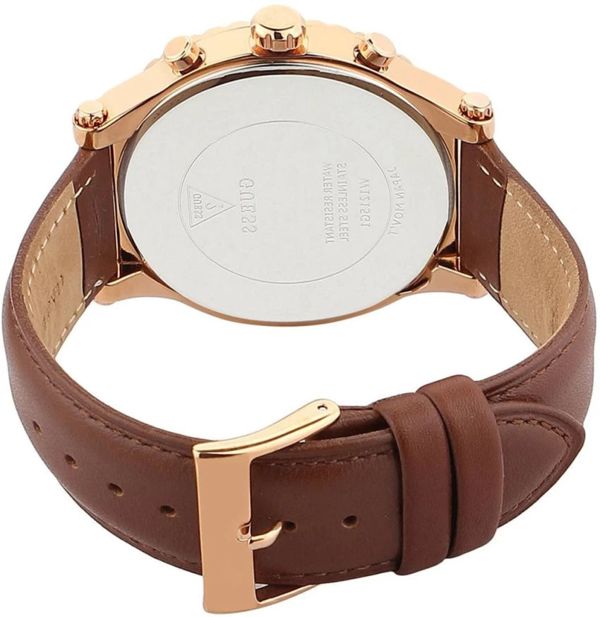Guess Analog Chronograph Brown Dial Brown Leather Strap Watch For Men - W14052G2 Buy Now By Guess