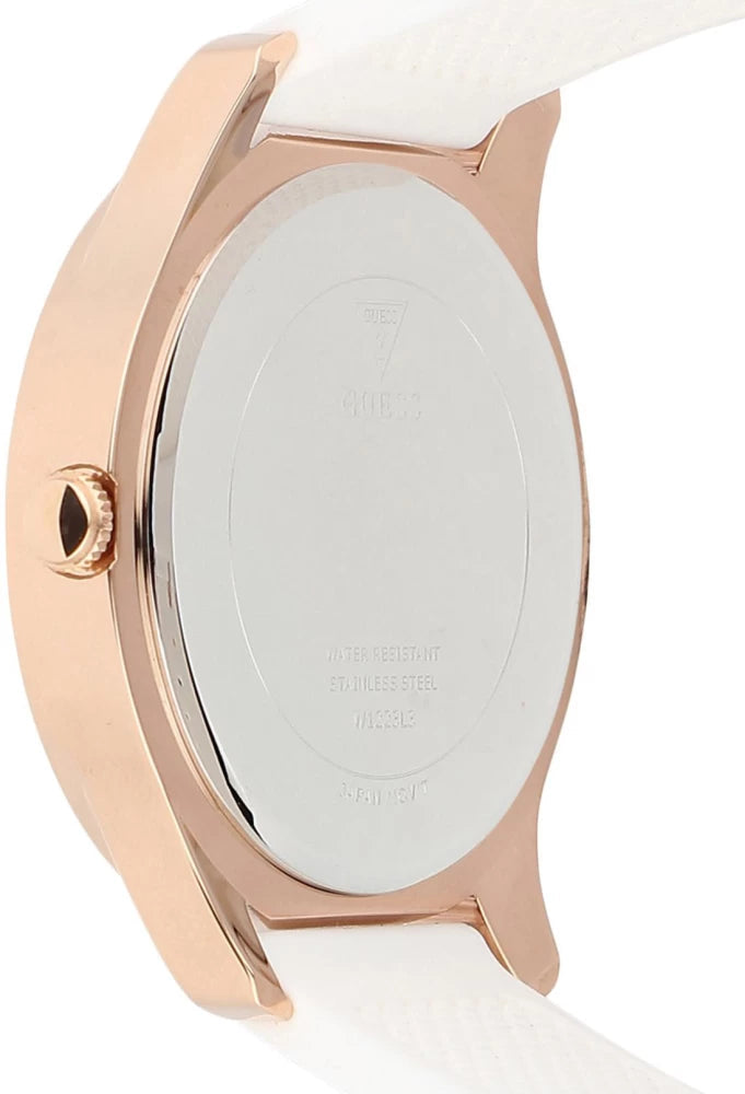 Guess Crush Crystals Gold Dial White Rubber Strap Watch for Women - W1223L3 Buy Now By Guess