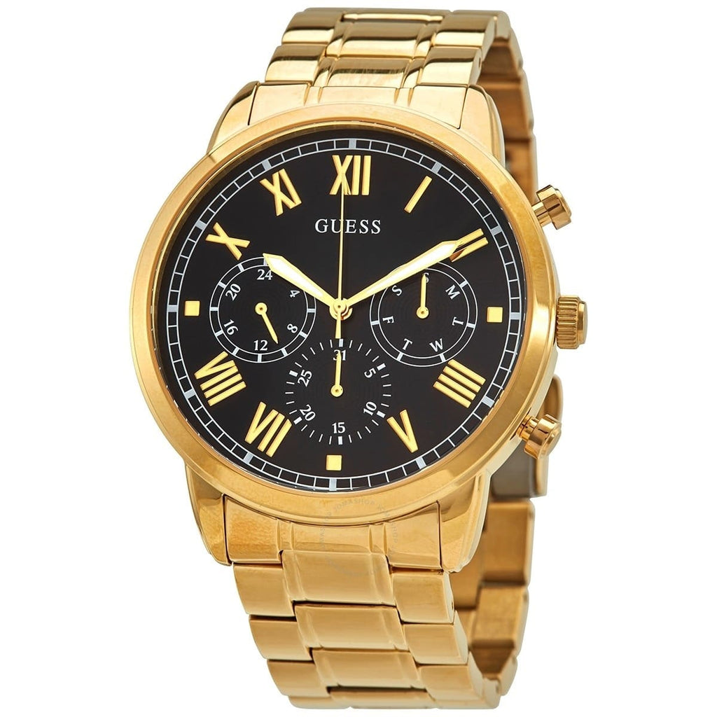 Guess Hendrix Multifunction Black Dial Gold Steel Strap Watch for Men - W1309G2 Buy Now By Guess