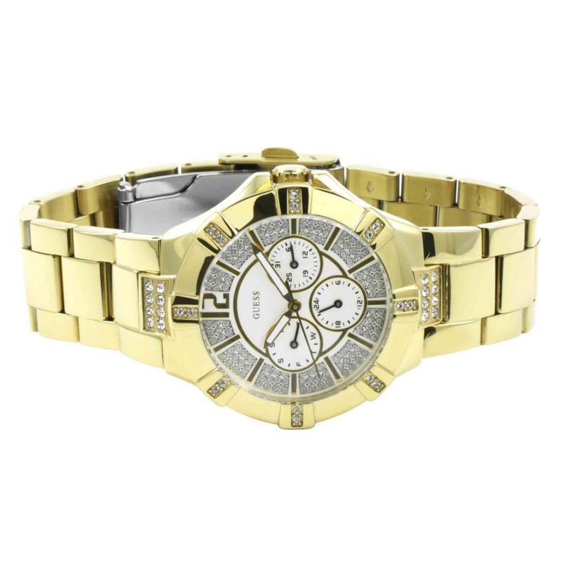 Guess Vista Diamonds Gold Dial Gold Steel Strap Watch for Women - W13573L1 Buy Now By Guess