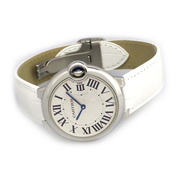 Cartier Ballon Bleu de Cartier Silver Dial White Leather Strap Watch for Women - W6920087 Buy Now By Cartier