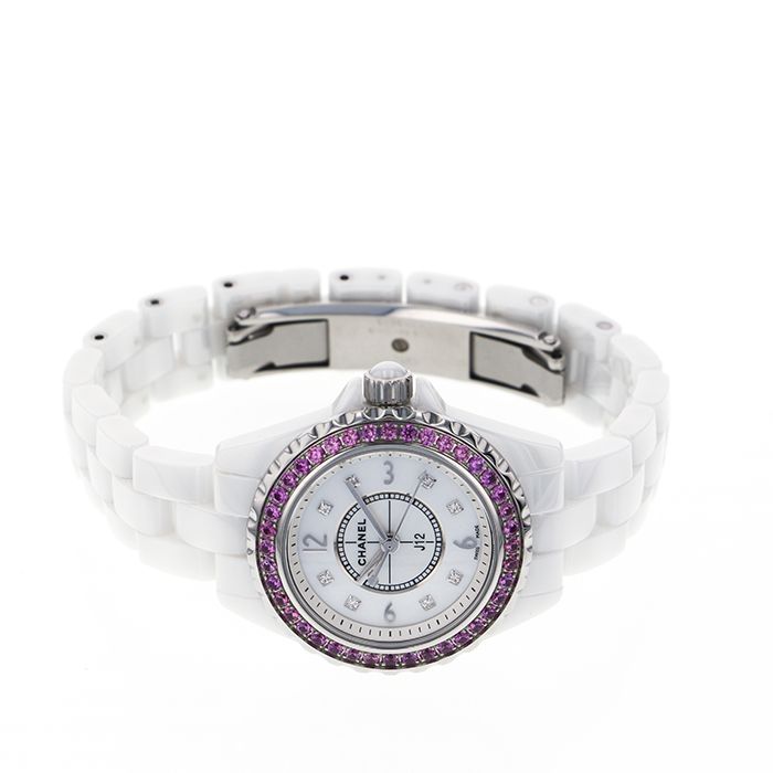 Chanel J12 Quartz Diamonds Mother of Pearl White Dial White Steel Strap Watch for Women - J12 H3243 Buy Now By Chanel